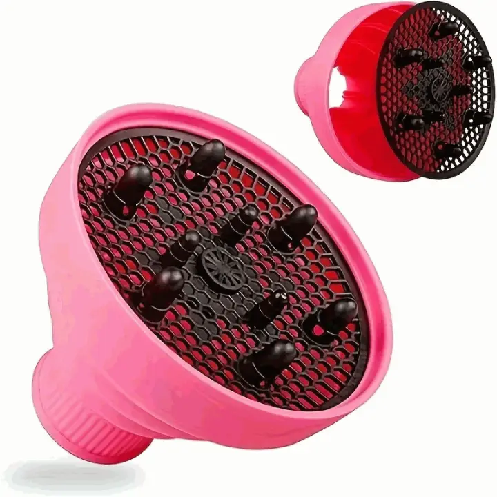 IMAXWAVE Difusor de Pelo Plegable Universal para Secador - Rosa | Mejora Rizos y Ondas Naturales, Reduce Encrespamiento y Añade Volumen | Accesorio Portátil para Cabello Rizado u Ondulado - Rosa - 1