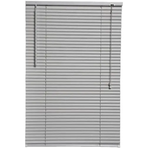 Black Plain PVC venetian Blind - Width 114cm x Drop 213cm - 25mm Horizontal Slats - Easy Fit Trimmable fitting with Tilt control Wand Mechanism - 1