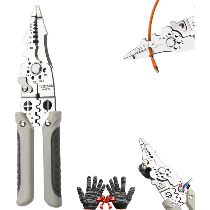 Alicates cortadores de cables multifuncionales para pelacables, herramientas de alicates de electricista profesionales 25 en 1 y pelacables para cortar, pelar y cortar (2 unidades) - 1