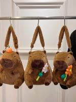 Mochila De Peluche Kawaii Con Capybara Simulación De Flor Y Fruta Para Niños Mochila De Hombro Para Novia Regalo Tamaño 28cm Material Algodón - details 0