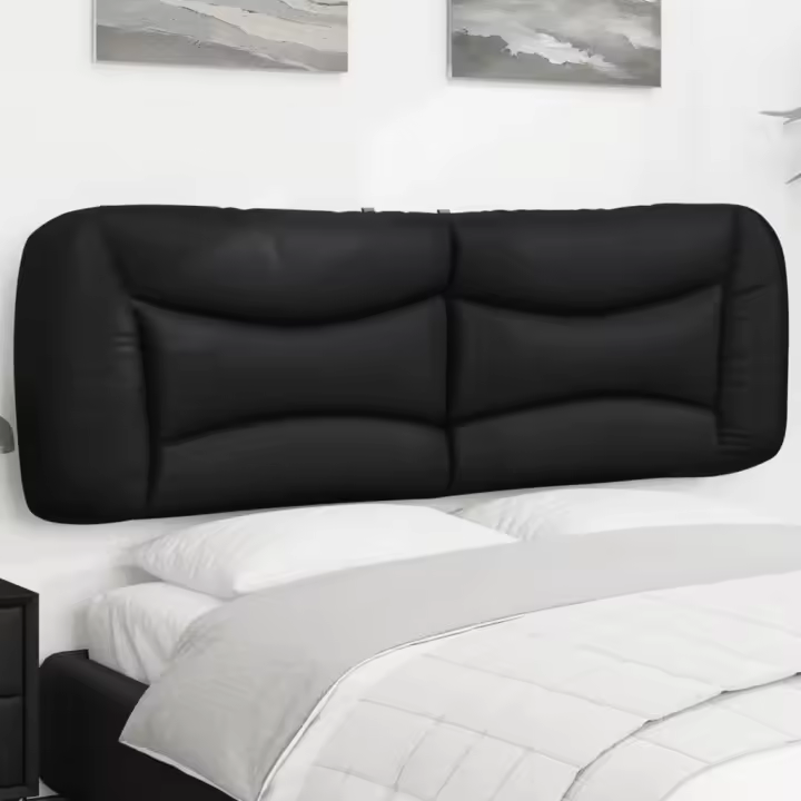 vidaXL Cabecero de cama acolchado cuero sintético negro 160 cm - 1
