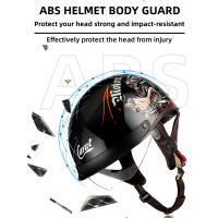 Casco De Motocicleta Retro De Cuero Medio Para Hombres Ligero Y Cómodo Con Cubierta Para Gafas Y Esquí Adecuado Para Motociclistas - details 1