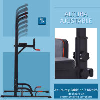 HOMCOM Torre de Ejercicios Estación Multifuncional Altura Ajustable con 7 Orificios para Entrenamiento Fitness Casa Gimnasio Oficina Carga Máx. 120 kg 123x98x189-239 cm Negro y Rojo - details 5