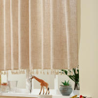 Valance De Cortina De Café De Color Puro Estilo Boho Japonés Decoración Para Ventanas Puertas Y Habitaciones Con Bolso Para Rodillo - details 4