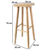 Taburete Cuadrado de Madera Natural con Reposapiés - Maxia Market - details 2