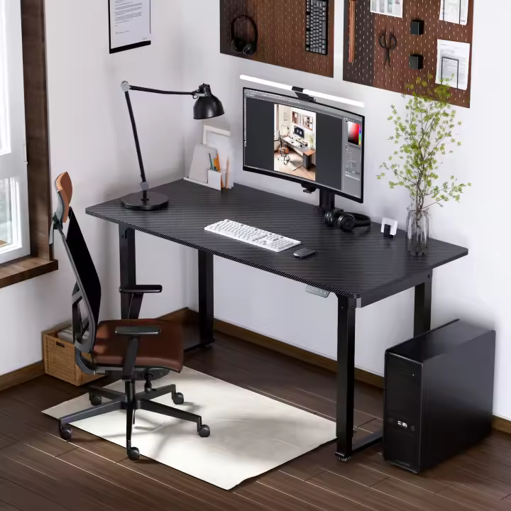 Escritorio Kirkkonummi regulable en altura aglomerado 160x75cm - Negro [pro.tec] - 1