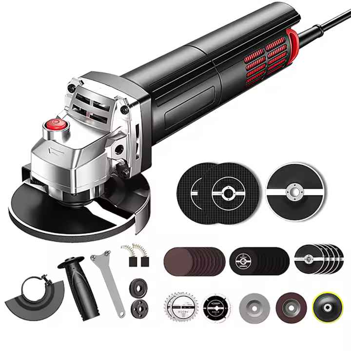 Amoladora Angular Eléctrica, 1100W, 11000RPM, 100mm, Herramienta eléctrica para esmerilar, cortar, pulir y cortar para PVC, madera, Máquina pulidora doméstica, máquina cortadora, 35 dics - 1