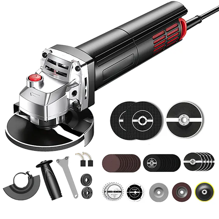 Amoladora Angular Eléctrica, 1100W, 11000RPM, 100mm, Herramienta eléctrica para esmerilar, cortar, pulir y cortar para PVC, madera, Máquina pulidora doméstica, máquina cortadora, 35 dics - 1