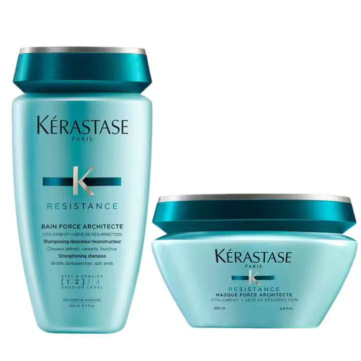 Kit Kérastase Résistance Force Architecte: Champú 250ml + Mascarilla 200ml para Reconstrucción del Cabello Dañado - 1