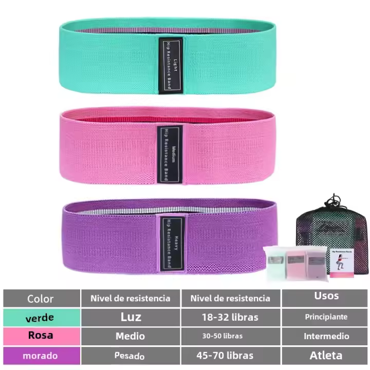 Pack De 3 Bandas De Resistencia Para Estiramiento Y Sentadillas Tamaño Grande Mediano Y Pequeño Equipo De Yoga Para Caderas Y Piernas - 1