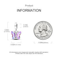Encanto De Mariposa Morada Y Oso Serie Lindo Bolas De Plata De Ley 925 Para Pulsera Original De 3mm Joyería Para Mujer Regalo - details 15
