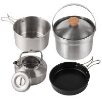 Juego De Cocina Al Aire Libre En Acero Inoxidable Para Camping Y Senderismo Kit De Comedor Portátil Con Sartén Fregadero Y Kettle Para 3-5 Personas - details 10