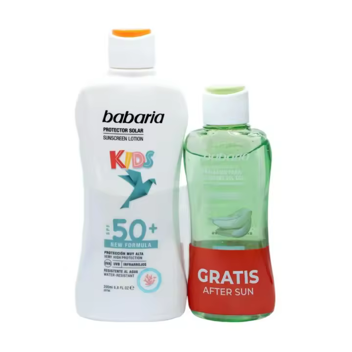 BABARIA KIDS PROTECTOR SOLAR SPF50+ RESISTENTE AL AGUA 200ML + BALSAMO AFTER SUN 1U - 1