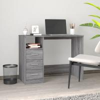 vidaXL Escritorio cajones madera contrachapada 102x50x76 cm en color Blanco/Blanco brillante/Gris hormigón y más | estructura resistente ideal para salón dormitorio o estudio - details 3