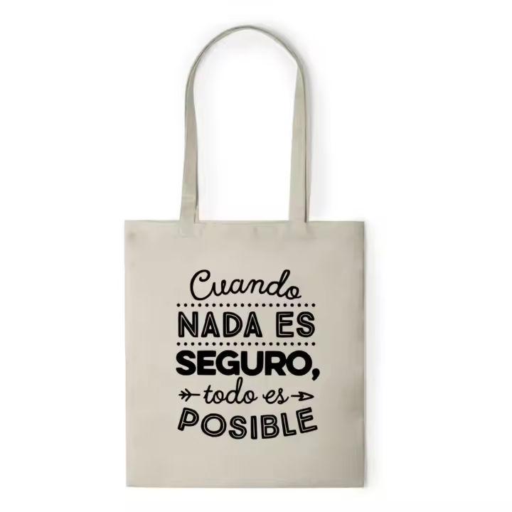 Tote bag beige de poliéster suave con tu diseño. - 1