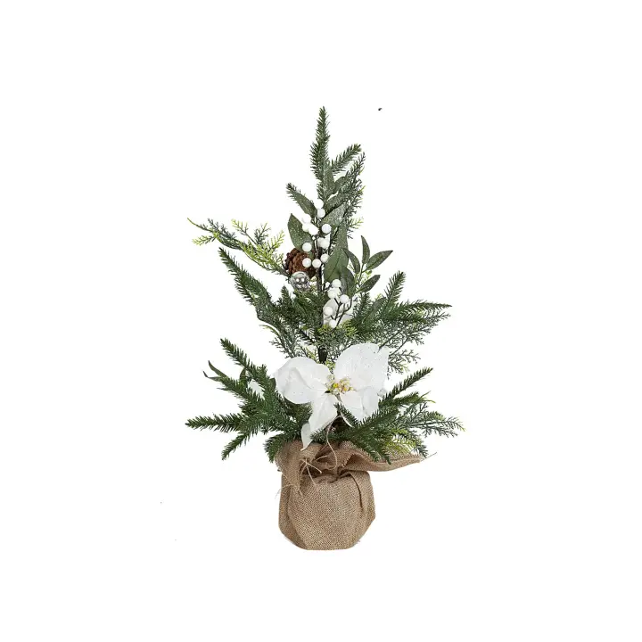 MACETA ABETO CON FLORES PASCUA BLANCA HM91052 FIJALO - 1