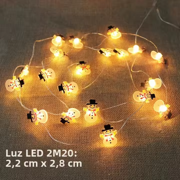 Luces De Cadena De Hadas 2M Con Santa Claus Y Payaso De Nieve LED Para Decoración De Habitación Y Jardín Navideñas 2024 - 1
