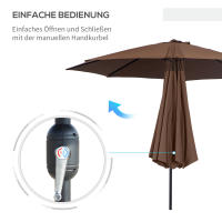 Parasol Manual Ø 2,95x2,5 m Parasol Articulado, Parasol de Mercado, Marron, 180/m² Poliéster, Estable - details 2