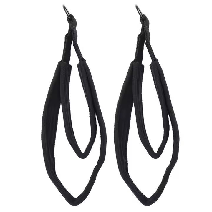 2pcs Anillas De Pilates Dobles Con Correas Para Pies En Negro Equipo De Fitness Reformer Con D-rings Bandas De Resistencia De Poliéster - 1