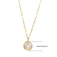 Nuevo Collar De Perla Imitación Pendentivo De Lujo 18K Dorado Para Mujer Estilo Retro Moda Acero Inoxidable Cadena Clavícula - details 0