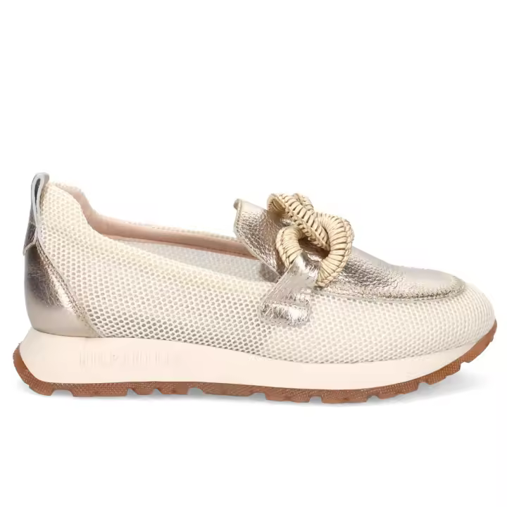 Hispanitas Kansas Mocasín Deportivo para mujer de cuero Platinum y Malla de leche HV254065 - 1