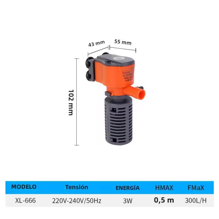 Filtro De Acuario 3-en-1 Bomba De Agua Sumersible Para Pequeño Acuario Y Tanque De Peces Con Generador De Oxígeno AC220-240V - 1