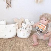 Bolsa De Pañales De Algodón Con Bordado De Oso Lindo Organizador Para Bebé Recién Nacido Bolsa Para Ropa Juguetes Y Lavandería - details 2