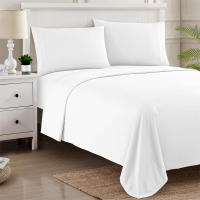 Juego De Cama Sólido De 4 Piezas Tamaño Queen Suave Y Transpirable Sábana Colchón Fundas Para Hogar Y Hotel Blanco Gris - details 5