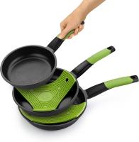 Prior Set de 3 Sartenes, 20-24-28 cm, Fundido Antiadherente Aluminum, with Dos Salvamanteles Safe Verdes, Aptas para Todo Type de Cocinas Included Inducción - details 0