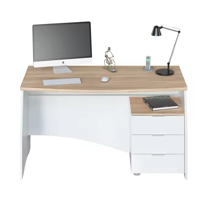 MESA ESCRITORIO ARGON 74X136X67 CM BLANCO ARTIK Y ROBLE - 1
