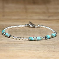 Pulsera Minimalista De Acero Inoxidable Con Piedra Natural Hecha a Mano Para Mujer Pulsera OT Clasp Picasso Hematita Joyería Unisex - details 0