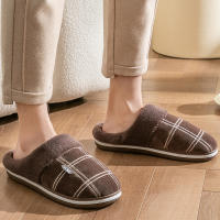 Pantuflas De Casa Para Hombre Talla Grande 50-51 Cuadros De Poliéster Espuma De Memoria Invierno Plush Interior Calientes Antideslizantes Negro - details 2