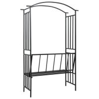 vidaXL Arco de jardín con banco hierro negro 128x50x207 cm - details 3