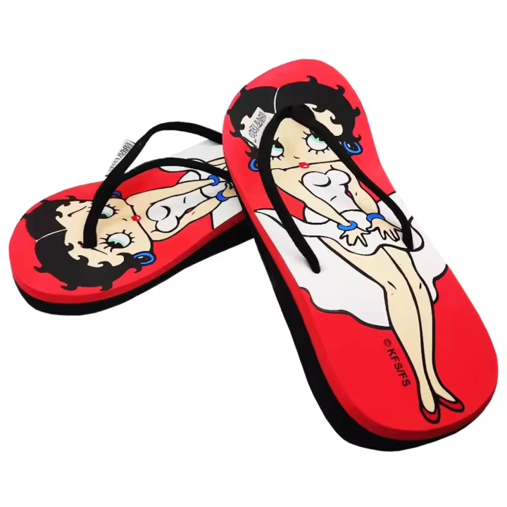 Chanclas de Dedo de Betty Boop con plataforma para Mujer de Playa o Piscina color Rojo y Negro - 1