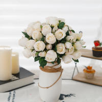 Vaso De Rosa Retro Con Borde Quemado Para Decoración De Hogar Y Bodas Flores Artificiales Para Regalo De Navidad Arreglo Floral DIY Para Jardín - details 4