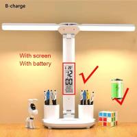 Lámpara De Escritorio LED Con Reloj Y 2 Cabezas Recargable Por USB Luz Nocturna Toque Protección Ocular Rotación De 180 Grados Plegable Para Lectura - details 9