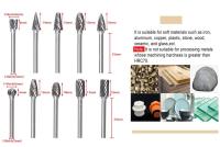 10 PCs Broca De Carburo De Tungsteno 1/8" Herramienta Rotativa De Burilado Doble Corte De Diamante Para Dremel Herramientas De Molienda Eléctrica Metalworking - details 12