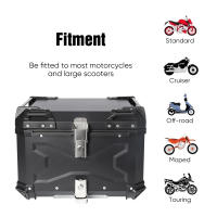 Baúl para moto, impermeable, de aleación de aluminio con cierre de seguridad, 55 litros, color negro - details 1