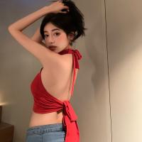 Camisola Sin Mangas Para Mujer Verano Estilo Sexy Y Club Decoración De Lazo Corta Ajustada Tops De Poliéster Sin Capucha - details 8