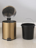 Bandeja De Papelera De Acero Inoxidable 5L Moderna Con Pedal De Pie Para Baño Y Cocina Resistente Al Polvo Y Agua Color Oro - details 5
