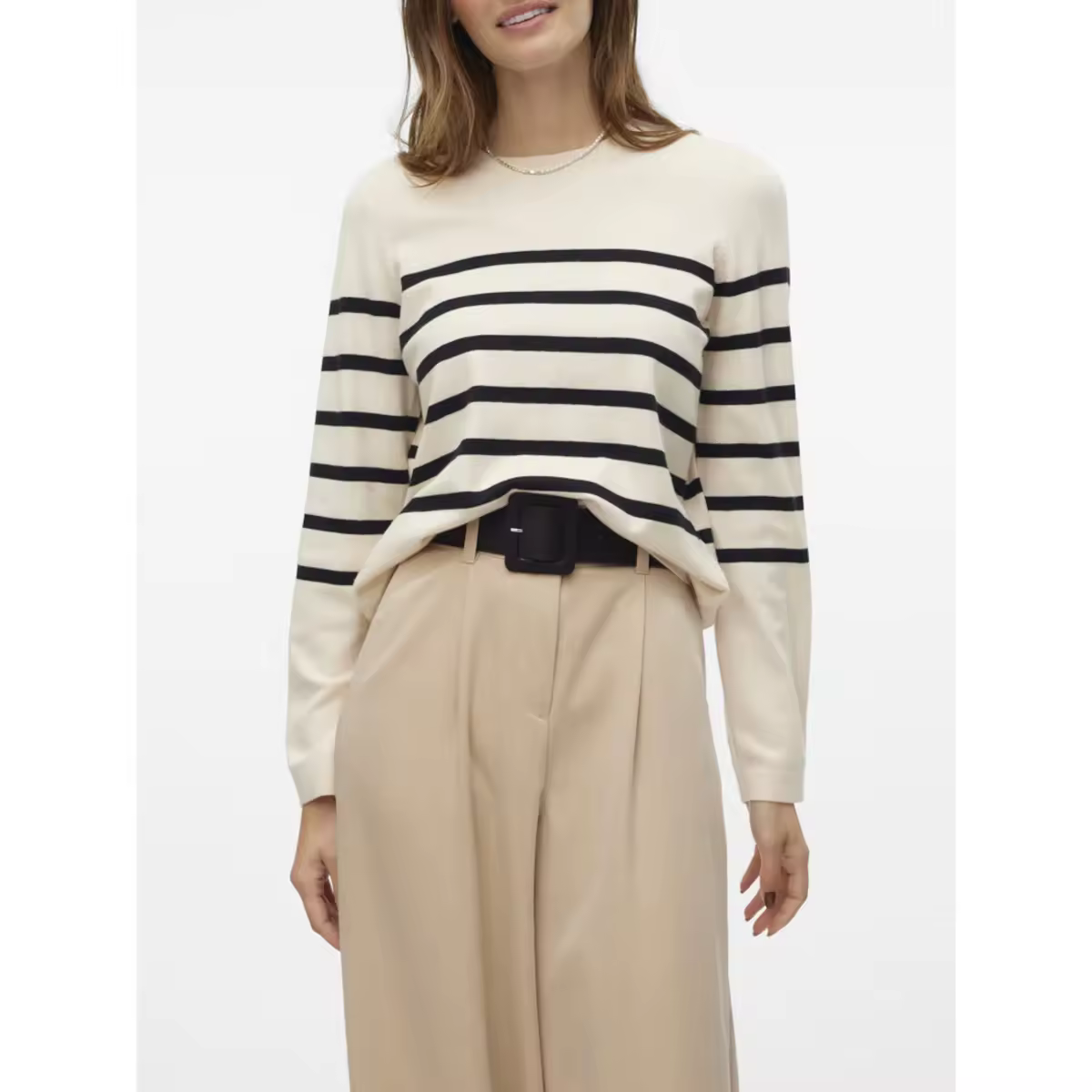 Vero Moda Pull Over 10309324 Beige con Rallas Negras - details 1