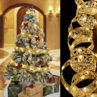 Cinta De Navidad Luminosa Con Lazo Dorado De 2-10M Luces De Hada Para Decoración De Árbol Y Regalos En Fiestas Y Hogar - details 15