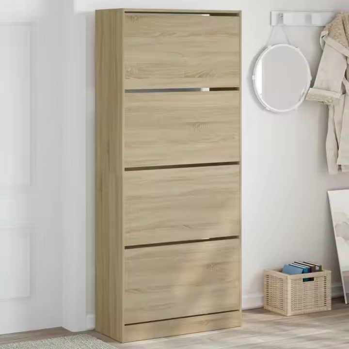 vidaXL Mueble zapatero 4 cajones abatibles roble Sonoma 80x34x187,5 cm - 1