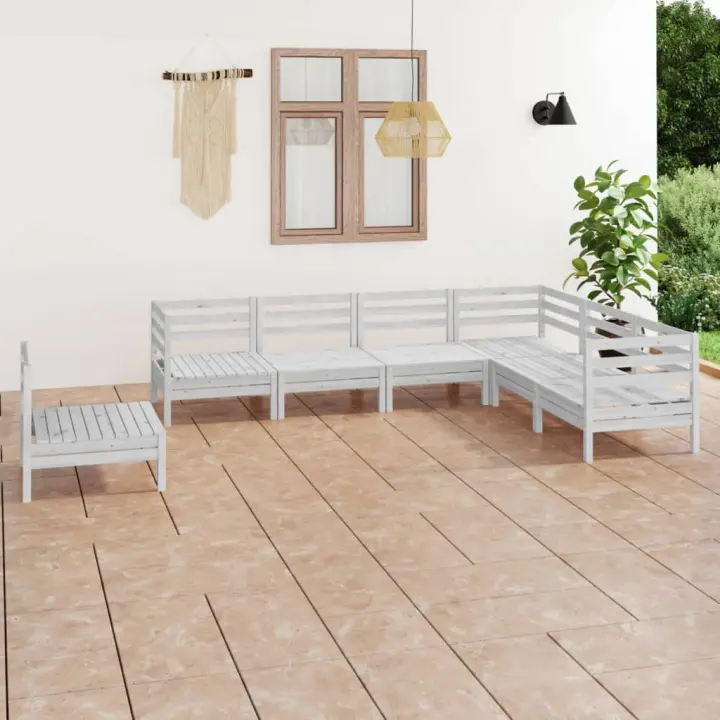 vidaXL Juego de muebles de jardín 7 piezas madera maciza pino blanco - 1