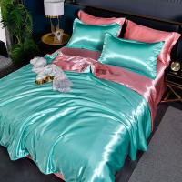 Juego De Cama Nórdico De Seda Satinada Con Fundas De Almohada Y Sábana Cubierta De Edredón Lujo Sólido Para Pareja Tamaño Grande - details 15