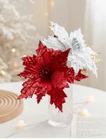 Flores Artificiales De Navidad Con Brillo Decoración Colgante Para Árbol De Navidad Regalo De Año Nuevo Adornos De Casa - details 0