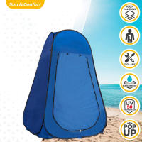 Ducha de camping y tienda cambiador con bolsas de basura y tendedero en su interior. Azul (120 CM * 120 CM * 190 CM), baño y vestidor al aire libre, ducha en casa, tienda de baño móvil, no requiere instalación, inodoro para acampar con dos ventanas - details 0