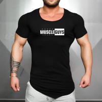 Camiseta De Hombre Para Fitness Y Gimnasio Con Cuello Redondo Y Manga Corta Algodón Transpirable Ajustada Para Correr Y Bodybuilding - details 2