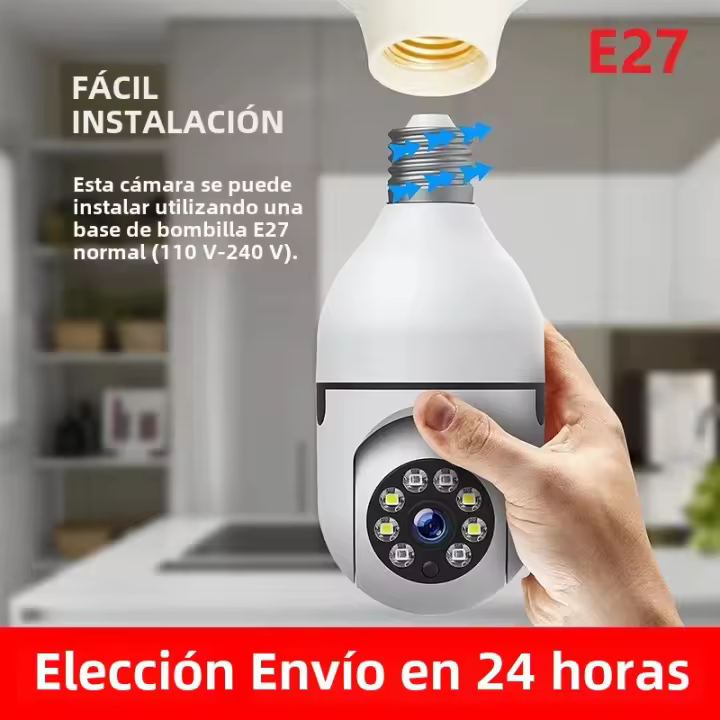 Bulbo De Vigilancia Wifi E27 Cámara De Seguridad Inteligente Con Visión Nocturna Y Seguimiento Automático De Humanos Zoom Digital 4X Monitoreo De Hogar Inteligente - 1