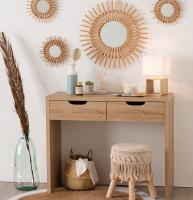 ARISE SHOP- Juego de 3 espejos redondo decorativo bambu efecto sol 28 cm, ideal para decoracion casa, habitación y salón, decoracion pared - details 1